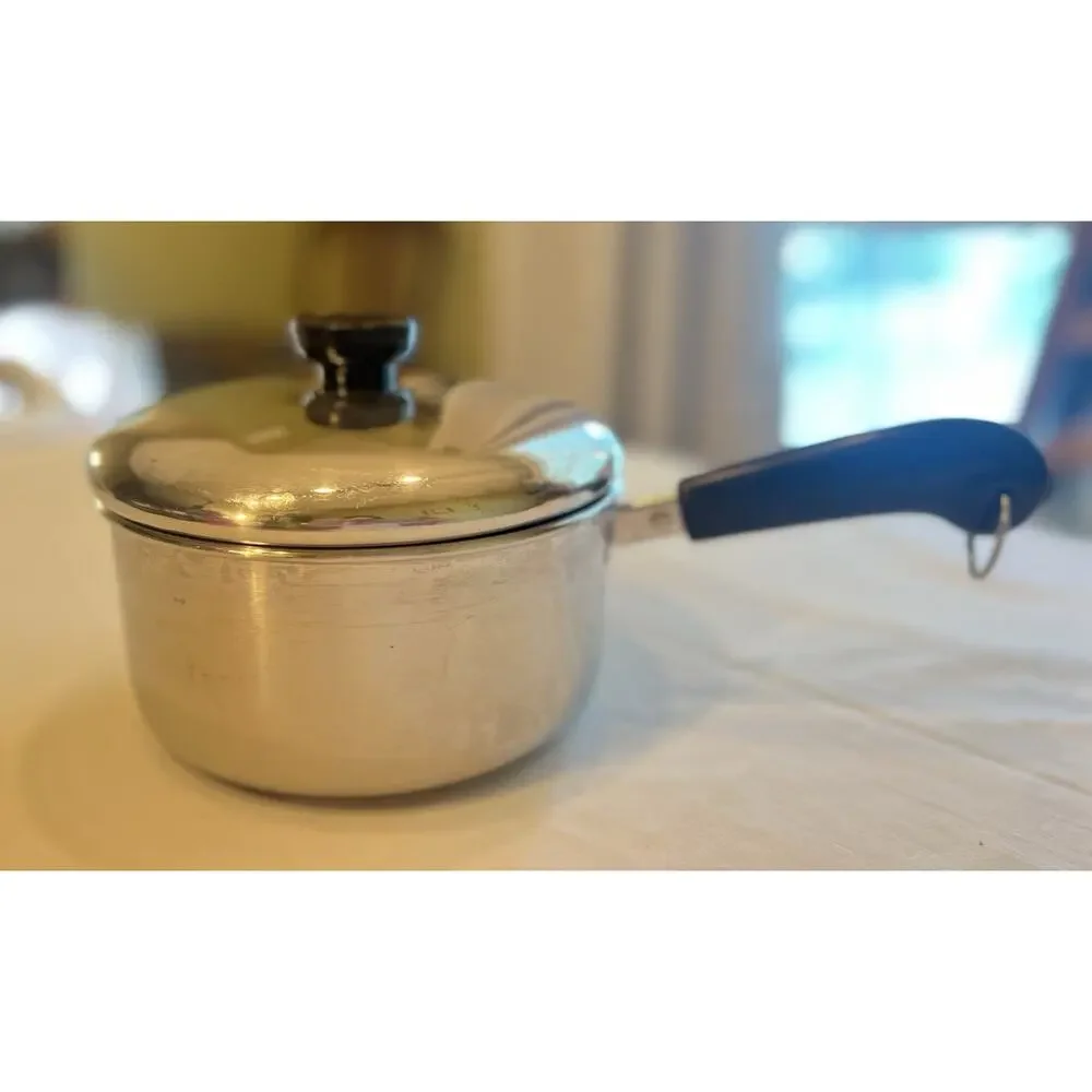Vintage 1801 Revere Ware 2 Qt Pot w/Lid Stainless Disc Bottom Made in USA 88-A